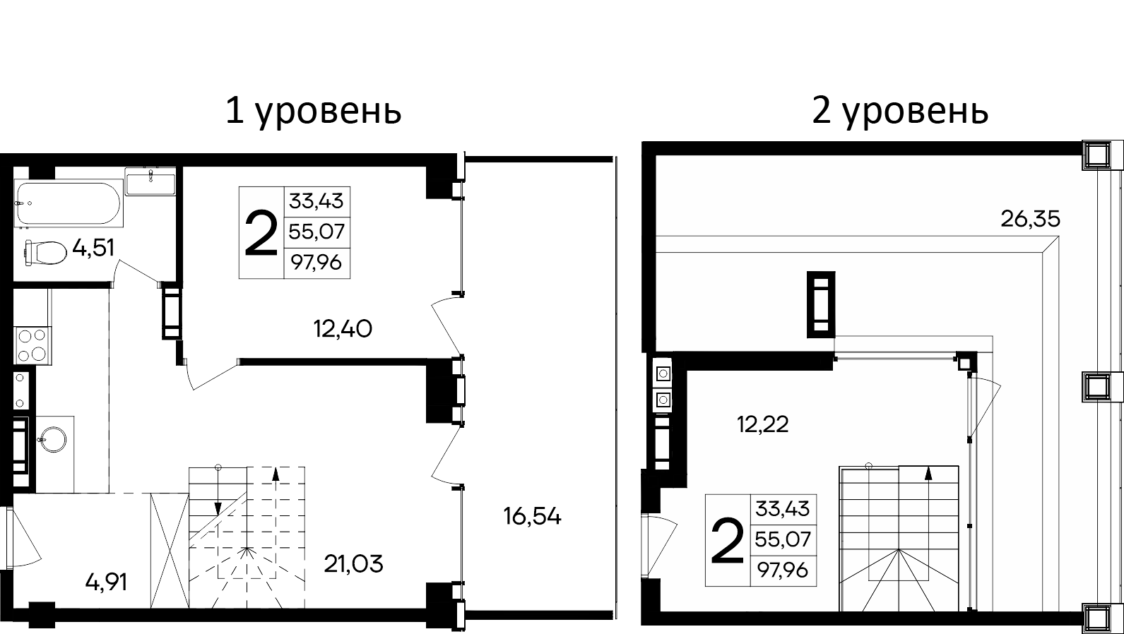 Планировка — Курортный кластер САГА, 2-комн., 81 м²