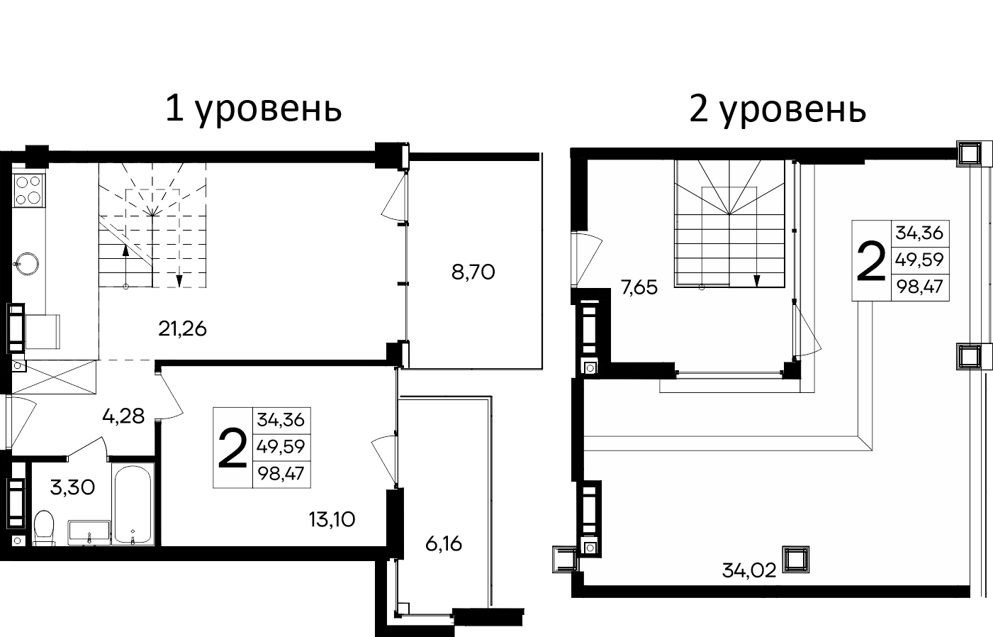 Планировка — Курортный кластер САГА, 2-комн., 84 м²