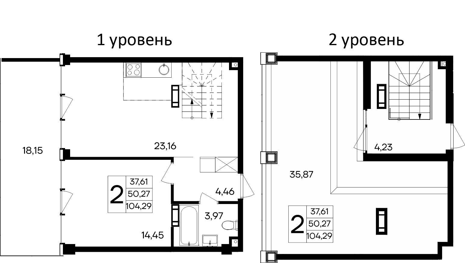 Планировка — Курортный кластер САГА, 2-комн., 50 м²