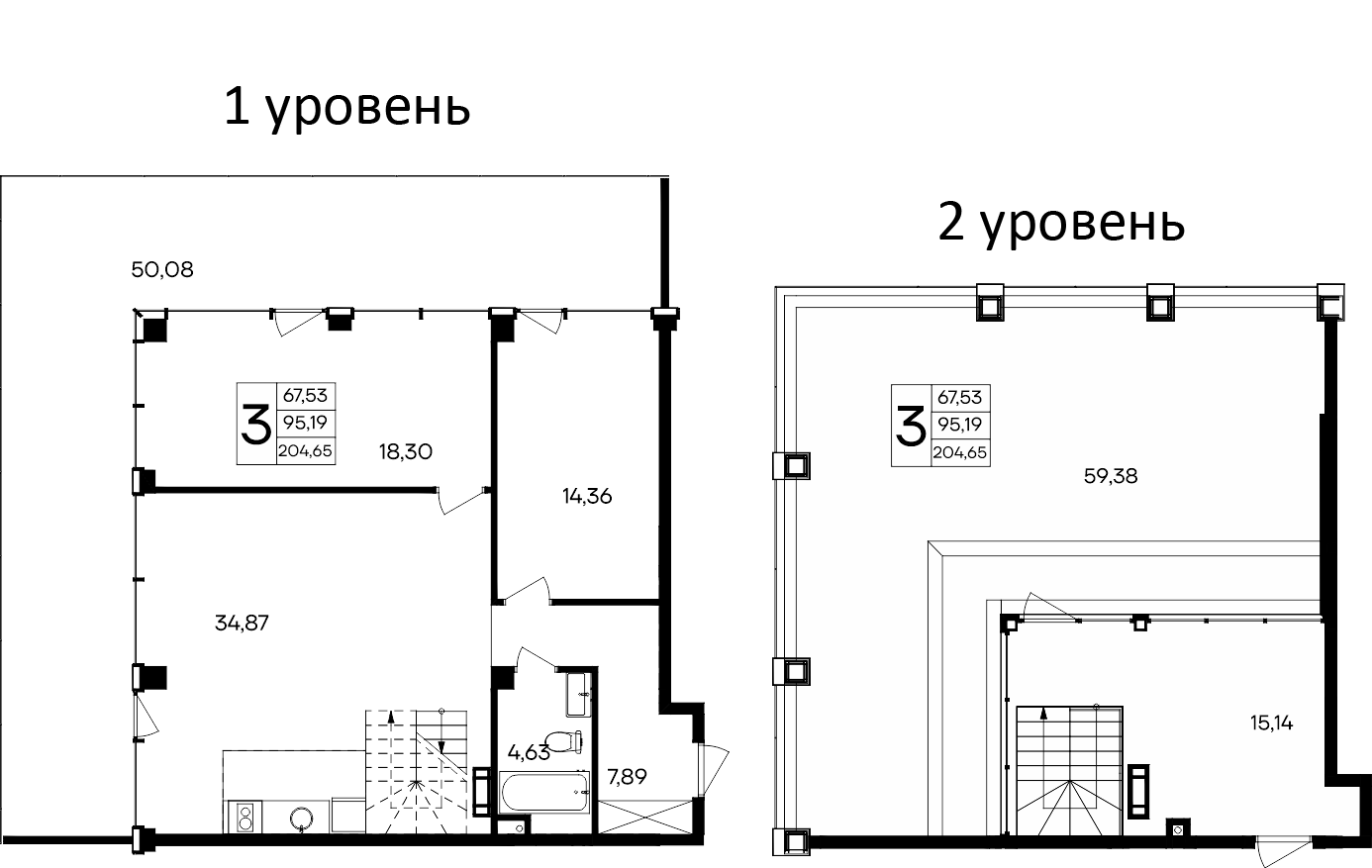 Планировка — Курортный кластер САГА, 3-комн., 95 м²