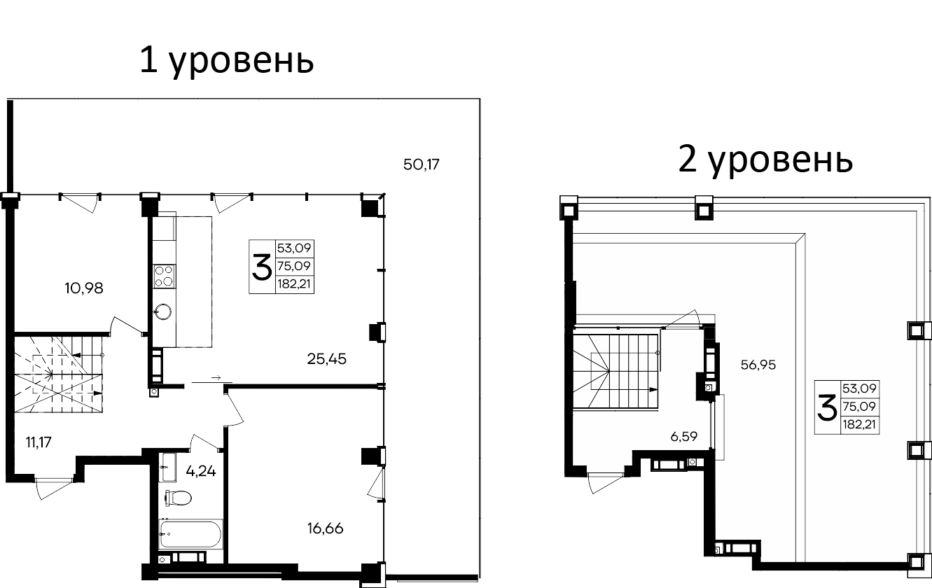 Планировка — Курортный кластер САГА, 2-комн., 75 м²