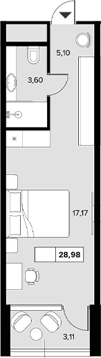 Планировка — Гостиничный комплекс Белые ночи, Студия, 26 м²