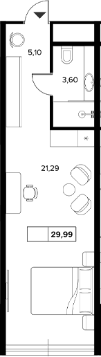 Планировка — Гостиничный комплекс Белые ночи, Студия, 30 м²