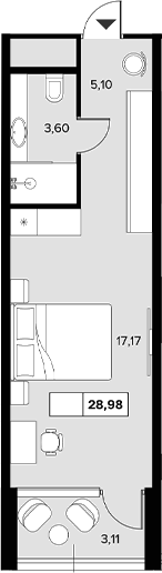 Планировка — Гостиничный комплекс Белые ночи, Студия, 26 м²