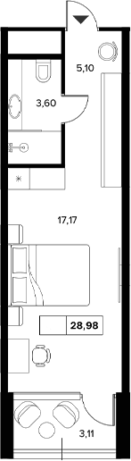 Планировка — Гостиничный комплекс Белые ночи, Студия, 26 м²