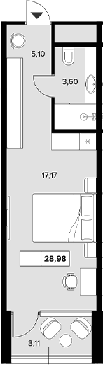 Планировка — Гостиничный комплекс Белые ночи, Студия, 26 м²