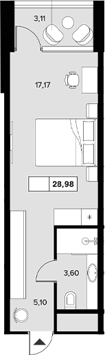 Планировка — Гостиничный комплекс Белые ночи, Студия, 26 м²