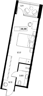 Планировка — Гостиничный комплекс Белые ночи, Студия, 26 м²