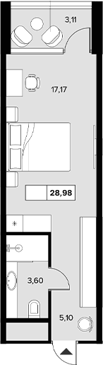 Планировка — Гостиничный комплекс Белые ночи, Студия, 26 м²