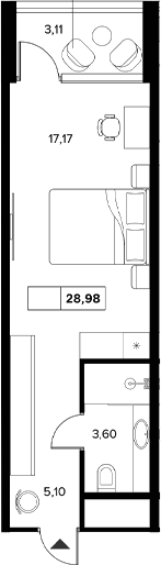 Планировка — Гостиничный комплекс Белые ночи, Студия, 26 м²