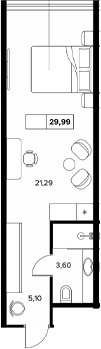 Планировка — Гостиничный комплекс Белые ночи, Студия, 30 м²