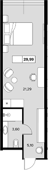Планировка — Гостиничный комплекс Белые ночи, Студия, 30 м²