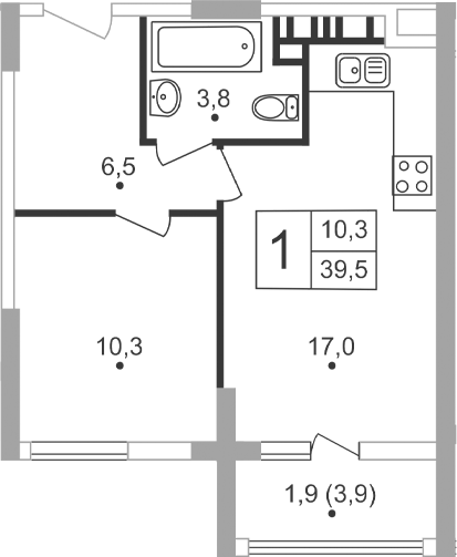 Планировка — Жигулина Роща, 2-комн., 38 м²