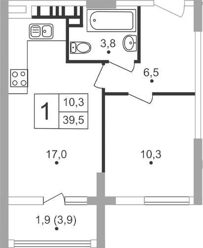 Планировка — Жигулина Роща, 2-комн., 38 м²