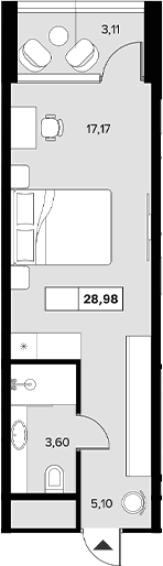 Планировка — Гостиничный комплекс Белые ночи, Студия, 26 м²