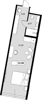 Планировка — Гостиничный комплекс Белые ночи, Студия, 30 м²