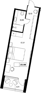 Планировка — Гостиничный комплекс Белые ночи, Студия, 26 м²