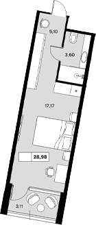 Планировка — Гостиничный комплекс Белые ночи, Студия, 26 м²