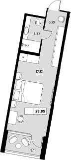 Планировка — Гостиничный комплекс Белые ночи, Студия, 26 м²