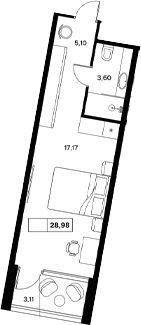 Планировка — Гостиничный комплекс Белые ночи, Студия, 26 м²