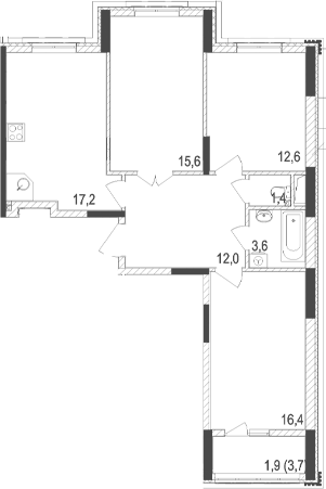 Планировка — Жигулина Роща, 4-комн., 79 м²