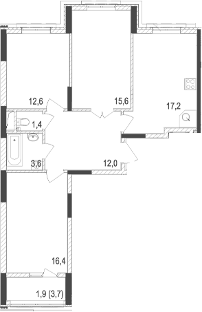 Планировка — Жигулина Роща, 4-комн., 79 м²