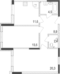Планировка — Жигулина Роща, 2-комн., 63 м²