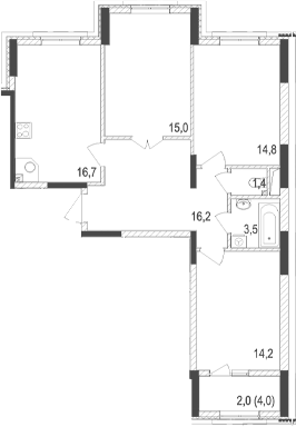 Планировка — Жигулина Роща, 4-комн., 82 м²