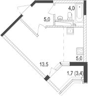 Планировка — Жигулина Роща, Студия, 28 м²