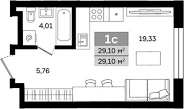 Планировка — Vitamin-квартал на Титова, Студия, 29 м²