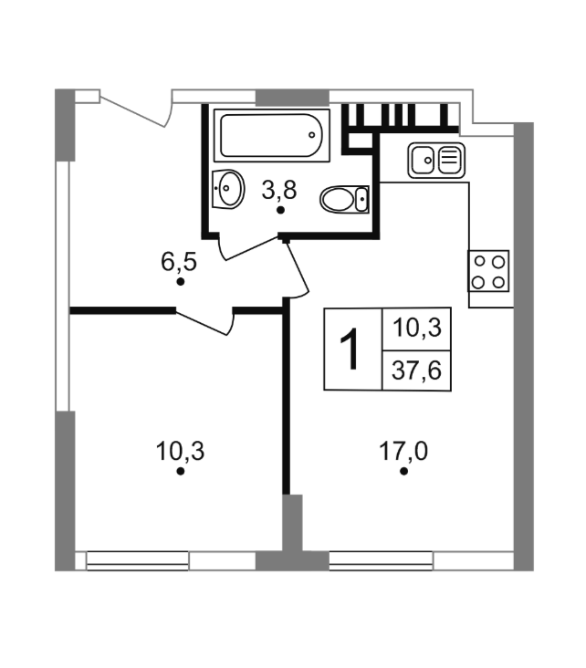 Планировка — Жигулина Роща, 2-комн., 38 м²
