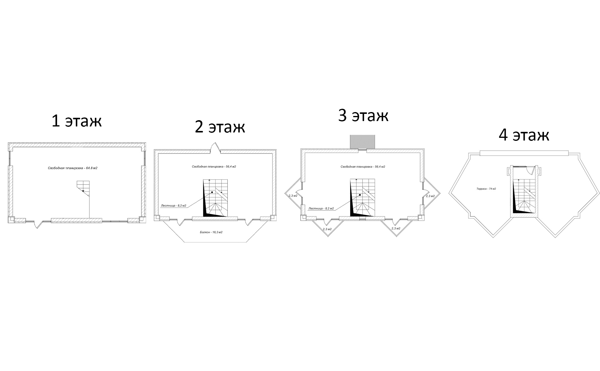Планировка — Коттеджный поселок Гаспра Life, 3-комн., 230 м²