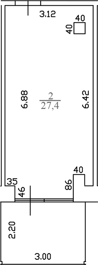 Планировка — White Village, 1-комн., 27 м²