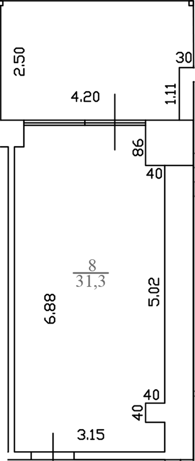 Планировка — White Village, 1-комн., 30 м²