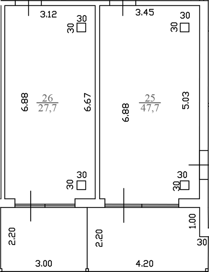 Планировка — White Village, 1-комн., 56 м²