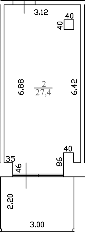 Планировка — White Village, 1-комн., 28 м²