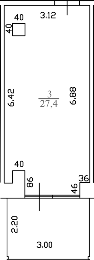 Планировка — White Village, 1-комн., 28 м²