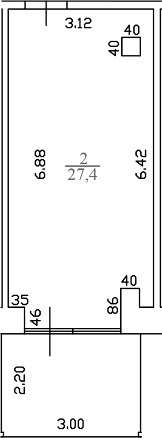 Планировка — White Village, 1-комн., 28 м²