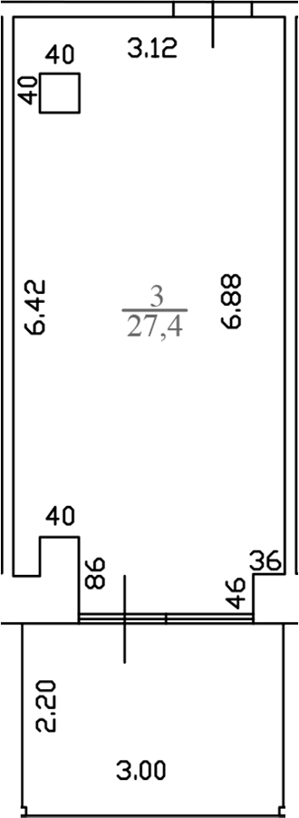Планировка — White Village, 1-комн., 28 м²