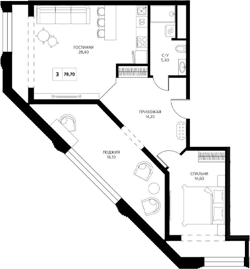 Планировка — АКСИС Центр, 2-комн., 63 м²