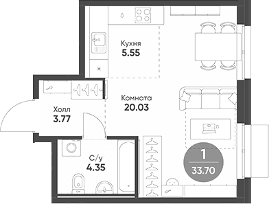 Планировка — Rauta, Студия, 34 м²
