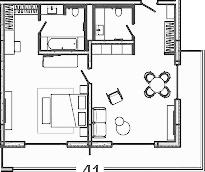 Планировка — Лучезарный, 1-комн., 98 м²