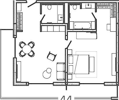 Планировка — Лучезарный, 1-комн., 98 м²