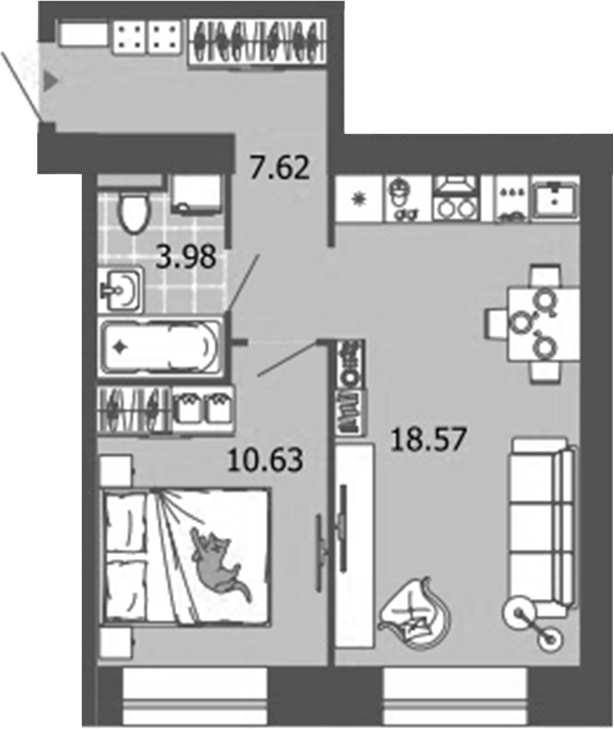 Планировка — Лес, 2-комн., 41 м²