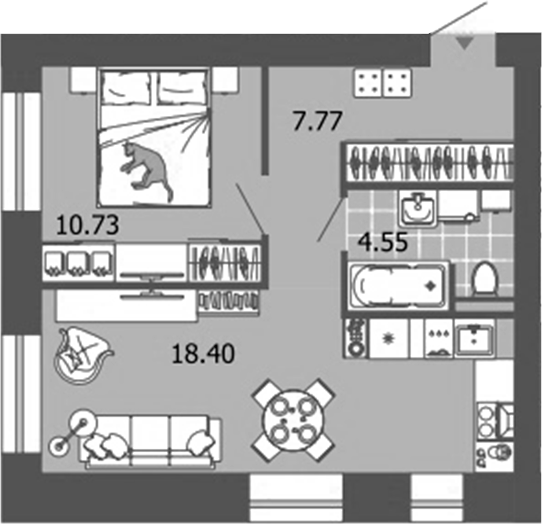 Планировка — Лес, 2-комн., 41 м²
