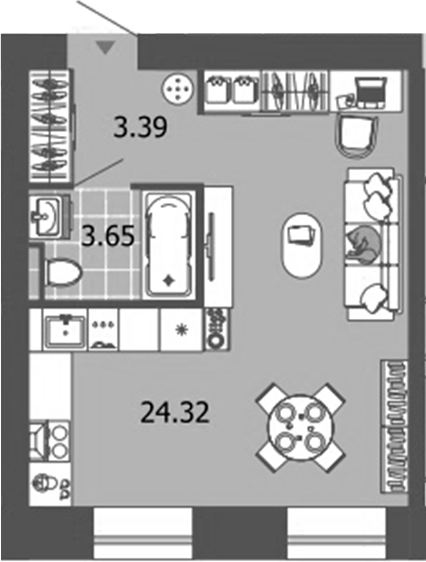 Планировка — Лес, Студия, 31 м²