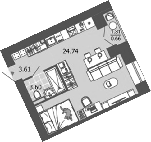 Планировка — Лес, Студия, 32 м²