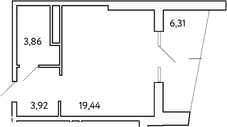 Планировка — Cosmos Stay Hidden Yalta, Студия, 27 м²