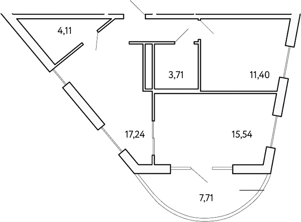 Планировка — Cosmos Stay Hidden Yalta, 2-комн., 52 м²