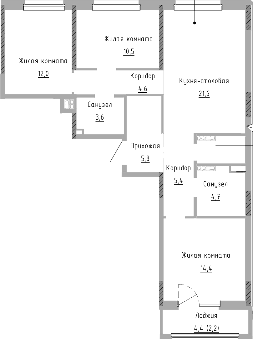Планировка — Курчатов, 4-комн., 85 м²
